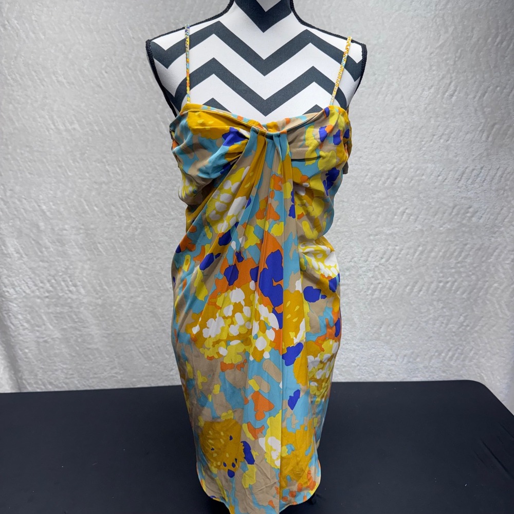 Diane von Furstenberg DVF Edythe Silk Abstract Floral Twist Front Dress Size 2